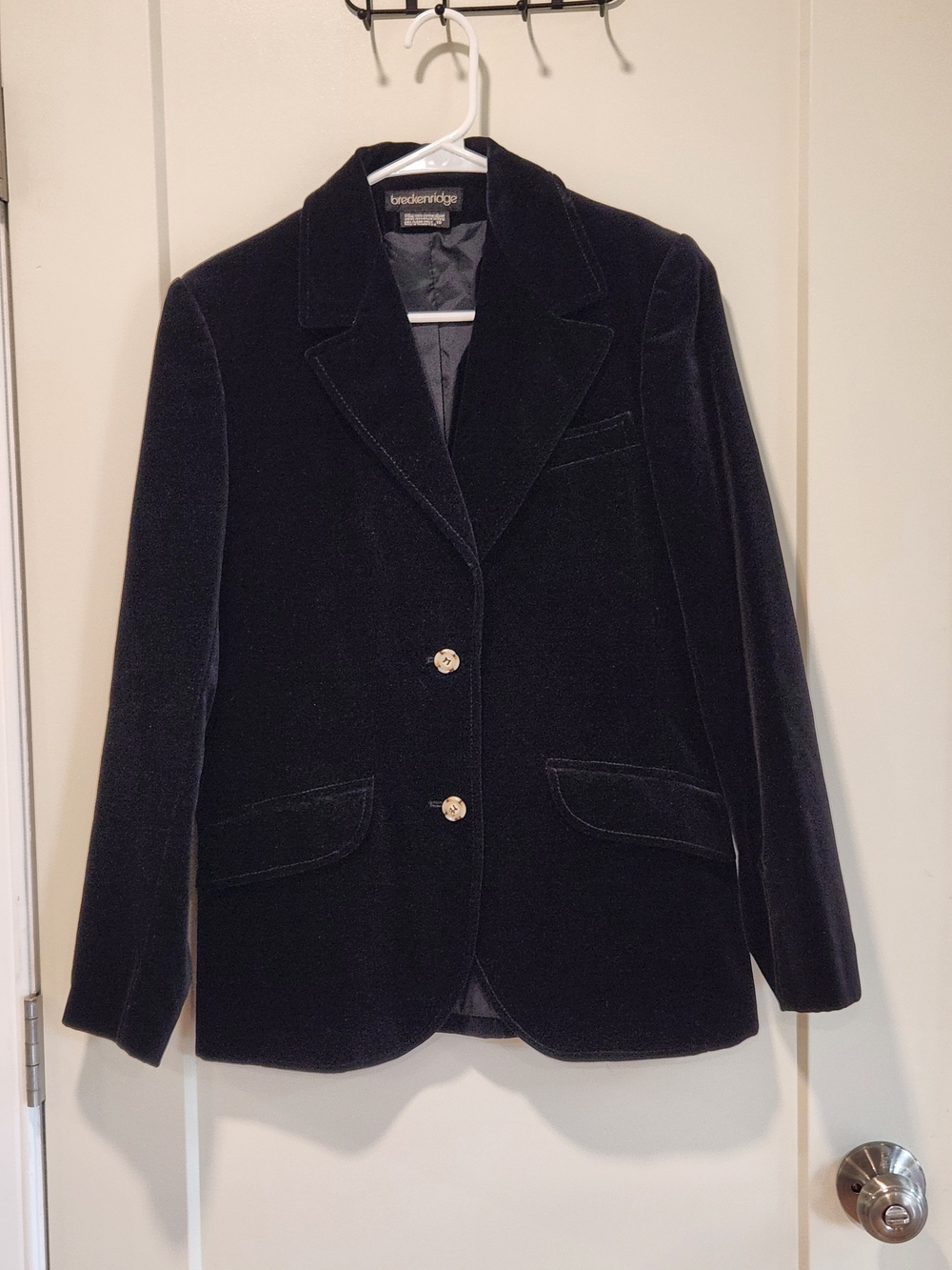 Vintage Breckenridge Black 100% Cotton Velvet Blazer Jacket Tag SZ 10 Modern 2/4